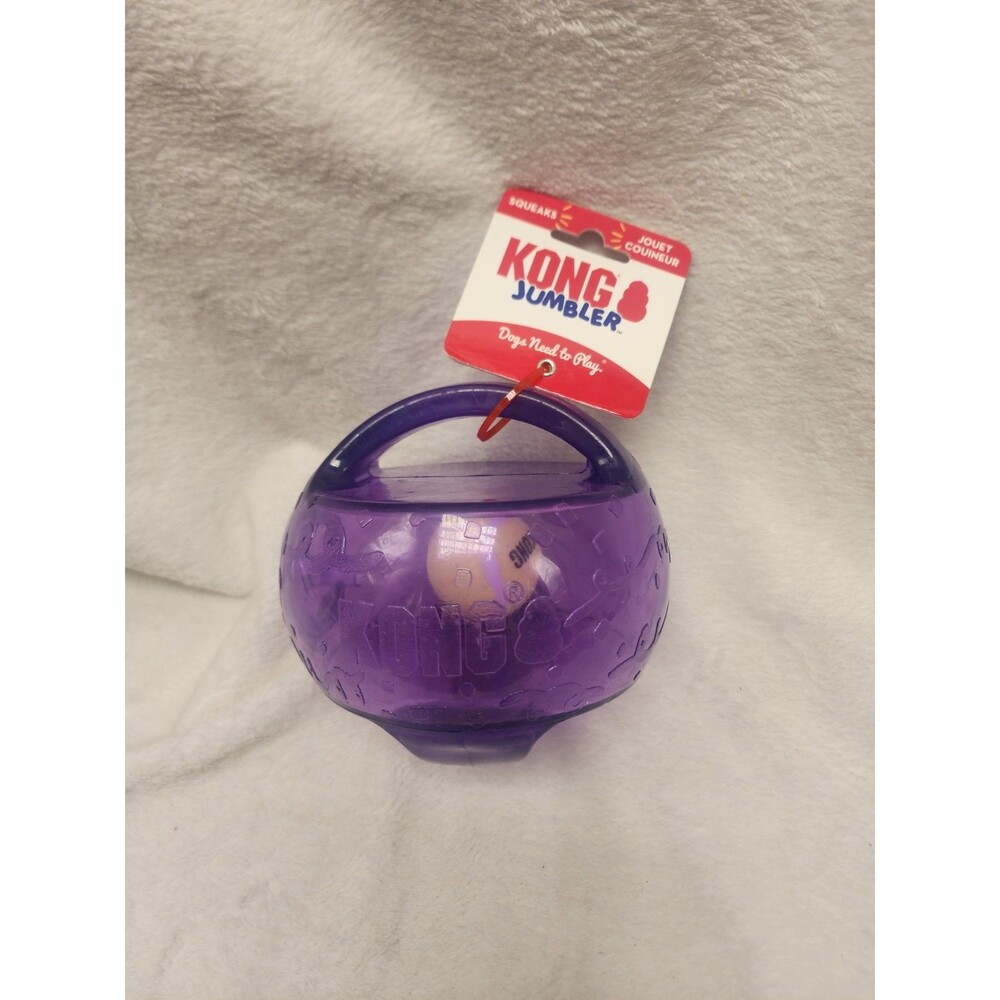 KONG Jumbler Ball Interactive Dog Toy M/ L Tough Fetch Squeaker Toy Purple
